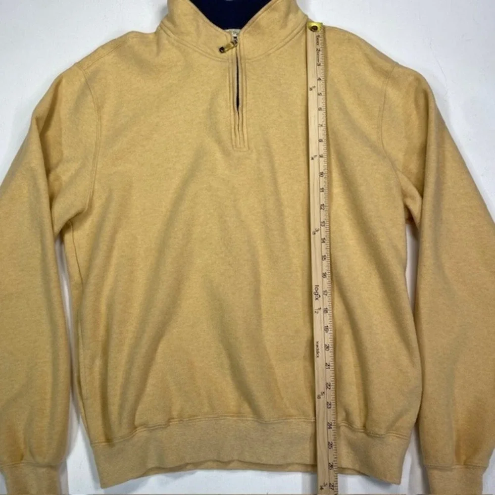 Peter Millar Mens Yellow Cotton 1/4 Zip Pullover Sweater Large Mock Neck Vintage